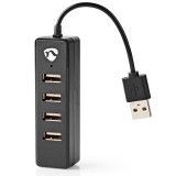 Dispositivo Hub USB de 4 puertos NEDIS UHUBU2420BK