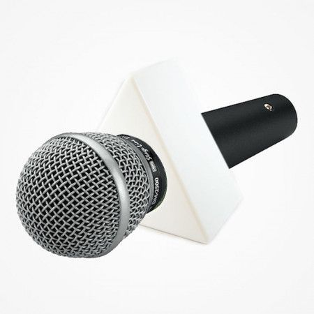 Soporte micrófono de mano forma triángulo blanco