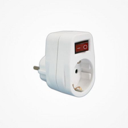 Adaptador Schuko Macho / Hembra con interruptor