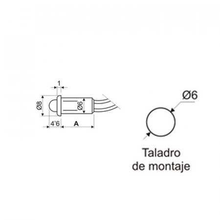 LED 5 mm. AMARILLO 12 v. INTERMIT. CABLE Y SOPORTE