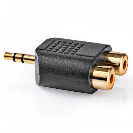 Adaptador 2 RCA hembra a Jack macho 3,5mm.