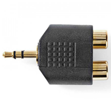 Adaptador 2 RCA hembra a Jack macho 3,5mm.