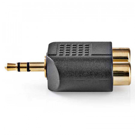 Adaptador 2 RCA hembra a Jack macho 3,5mm.