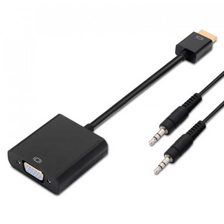 Convertidor HDMI a VGA + AUDIO Negro