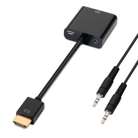 Convertidor HDMI a VGA + AUDIO Negro