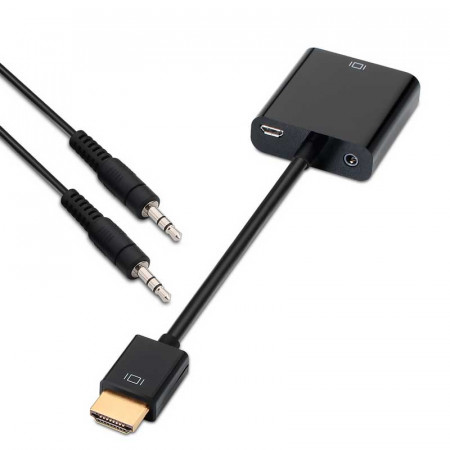 Convertidor HDMI a VGA + AUDIO Negro