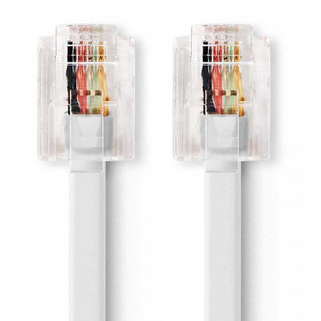 CONEXIÓN RJ11 6P4C MACHO-MACHO BLANCO, 5 METROS