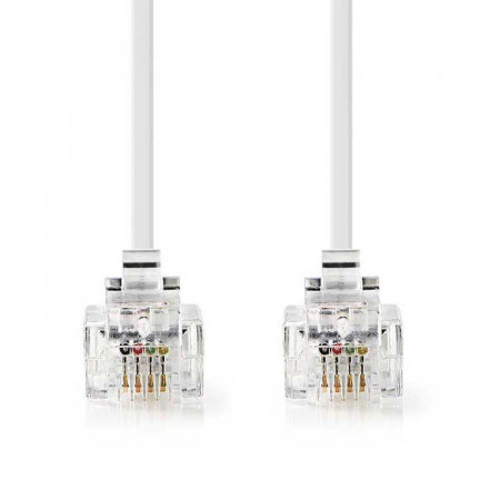 CONEXIÓN RJ11 6P4C MACHO-MACHO BLANCO, 5 METROS
