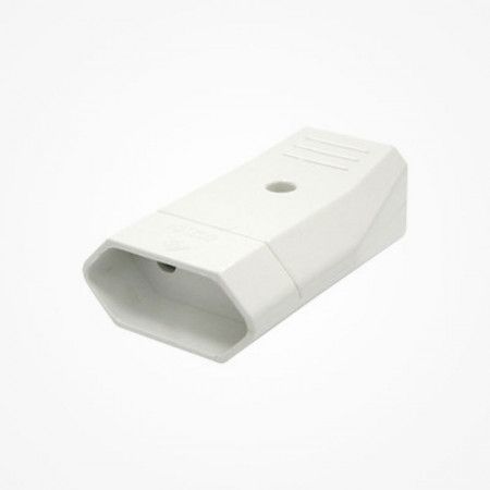 Clavija de corriente hembra 10A blanca aérea.