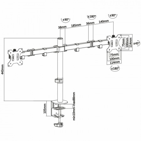 Soporte 2 TV mesa 13" A 32" AISENS DT32TSR-041