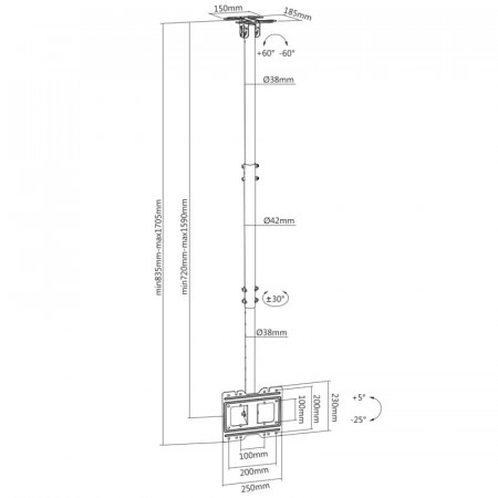 Soporte TV techo 23" A 43" AISENS CT43TSE-053