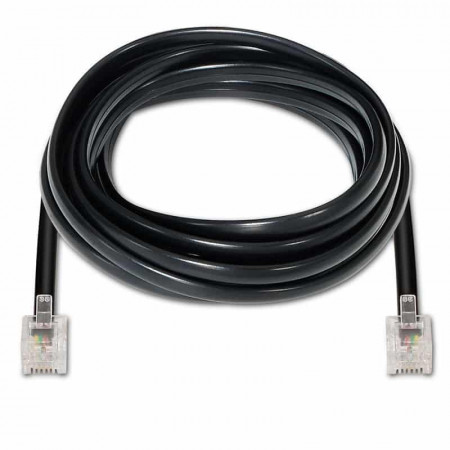 Conexión RJ11 6P4C Macho-Macho Negro, 2 metros