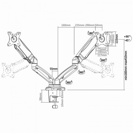 Soporte TV mesa 13" A 27" AISENS DT27TSR-045