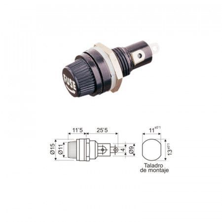 Portafusible chasis a rosca 5 x 20 mm.
