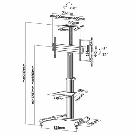 Soporte suelo aluminio 37"- 70" AISENS FT70TRE-037