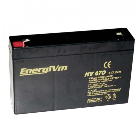 Batería de Plomo ENERGIVM MV670 ( 6V. / 7 Amp. )