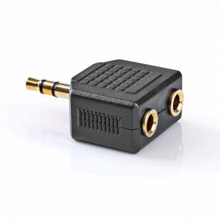 Jack hembra 2 x 3,5mm. - Jack macho 3,5mm.