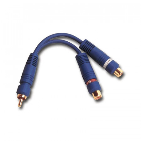 Cable tipo Y RCA macho a 2 RCA hembras de 15 cm.