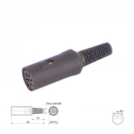 Conector DIN 5 Pin Hembra Aéreo