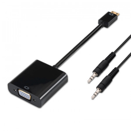 Convertidor Mini HDMI a VGA más AUDIO Negro