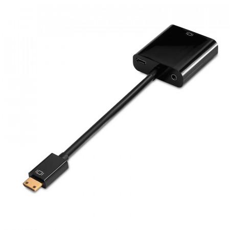 Convertidor Mini HDMI a VGA más AUDIO Negro