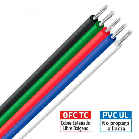 CABLE PLANO CINTA LED RGB 5 VIAS 26AWG 5x0.22m.m