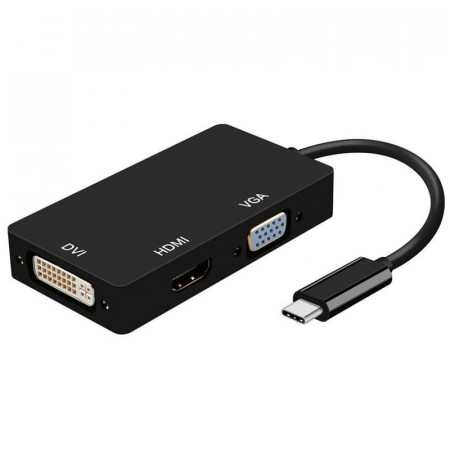 Convertidor de USB-C a DVI/HDMI/VGA 0.15 M.
