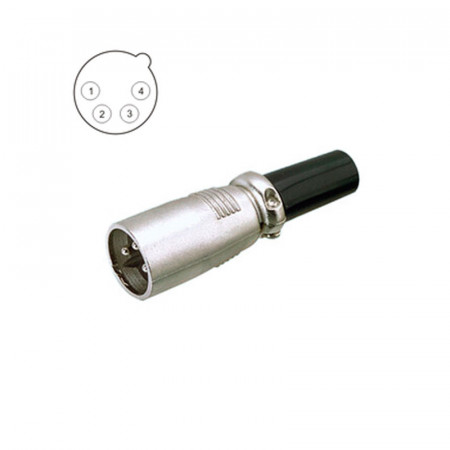 Conector XLR Macho 4 Pines Plata