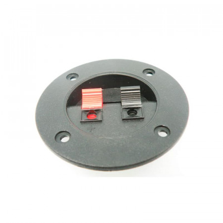 BASE CONECTOR ALTAVOZ 2 BORNAS REDONDA 65 mm.