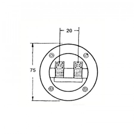 BASE CONECTOR ALTAVOZ 2 BORNAS REDONDA 65 mm.