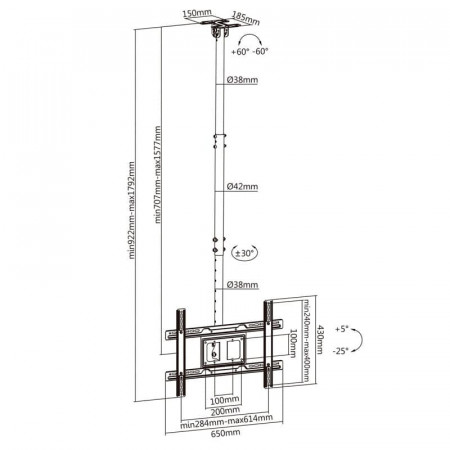 Soporte TV techo 37" A 80" AISENS CT80TSE-075