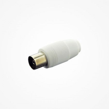 Conector TV Hembra recto blanco 9,5 mm.