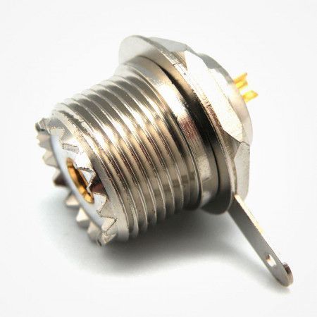 Conector PL Hembra chasis con tuerca