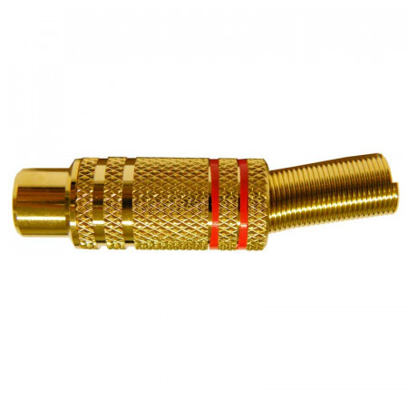 CONECTOR RCA HEMBRA METAL DORADO ROJO