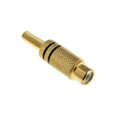 CONECTOR RCA HEMBRA METAL DORADO NEGRO
