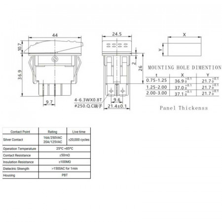 Interruptor para automóvil/embarcación 20A/12VDC
