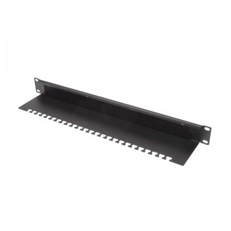 Panel pasacables cepillo 1U con retenedor rack 19"