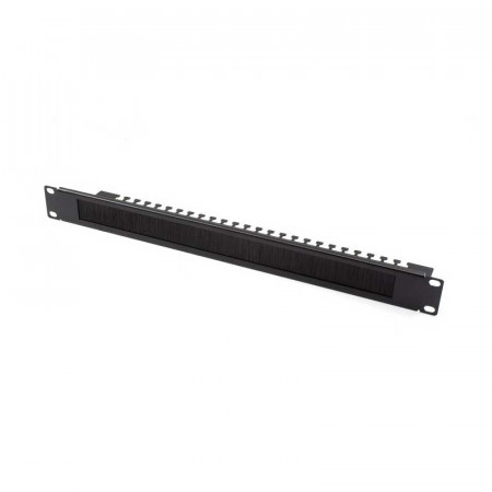 Panel pasacables cepillo 1U con retenedor rack 19"