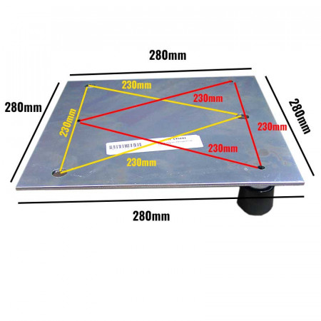 Base plana de torreta 250mm con tuerca