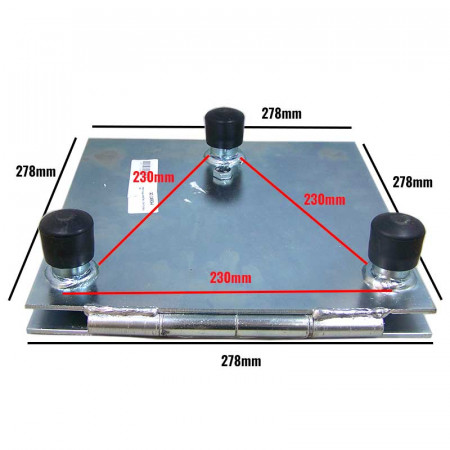 Base plana abatible de torreta 250mm con tuerca