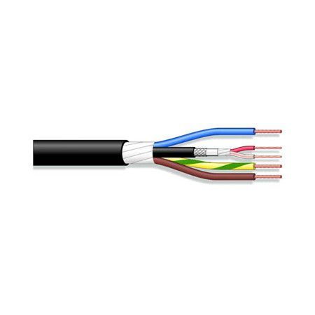 CABLE DMX + DC OFC. 2x0,24mm² + 3x1,5mm² (Negro)