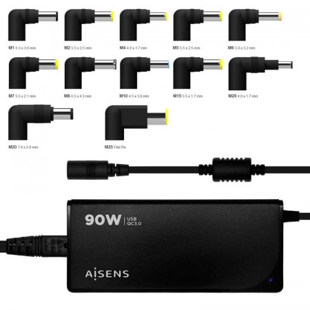 Alimentador automático 90W 12 Conectores +USB-A QC