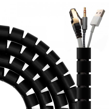 Organizador de Cable en espiral 25mm. Negro 2M