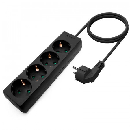 Regleta base múltiple 4 tomas (Negro) 1,4 metros Regleta base múltiple 4 tomas (Negro) 1,4 metros