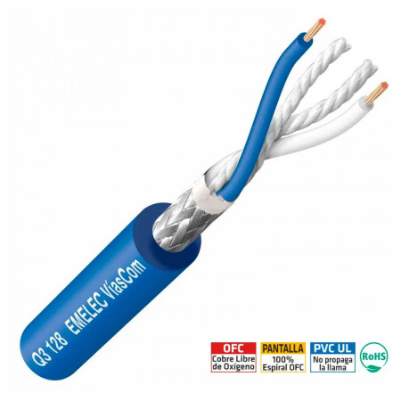 Cable Microfóno Balanceado OFC - Q3-128 (AZUL)