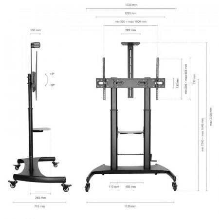 Soporte suelo TV 60"- 100" AISENS FT100TE-123