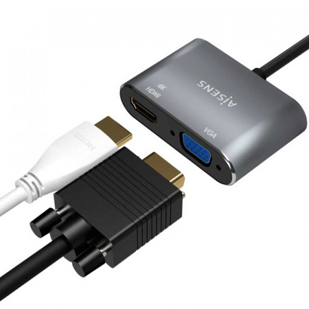 Convertidor de USB-C a VGA/HDMI 0.15 M.