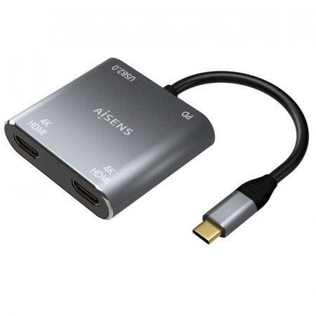 Convertidor de USB-C a 2 HDMI 4K 15cm.