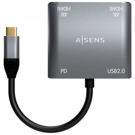 Convertidor de USB-C a 2 HDMI 4K 15cm.