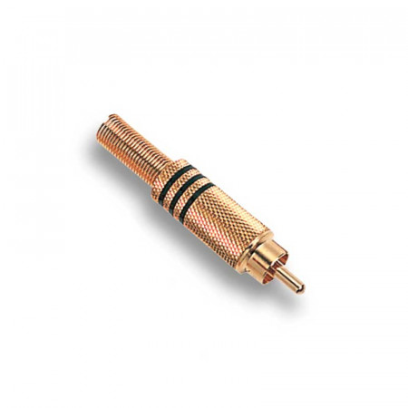 Conector RCA Macho metal color Dorado Negro